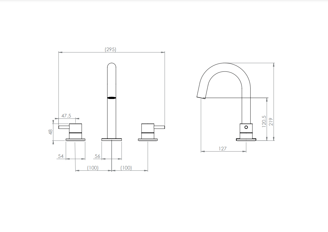 COS 3 Piece Deck Mounted Basin Mixer