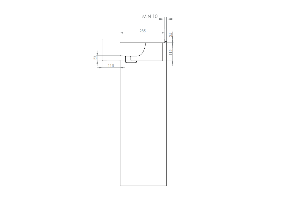 SIENNA square semi-recessed washbasin 50x40cm