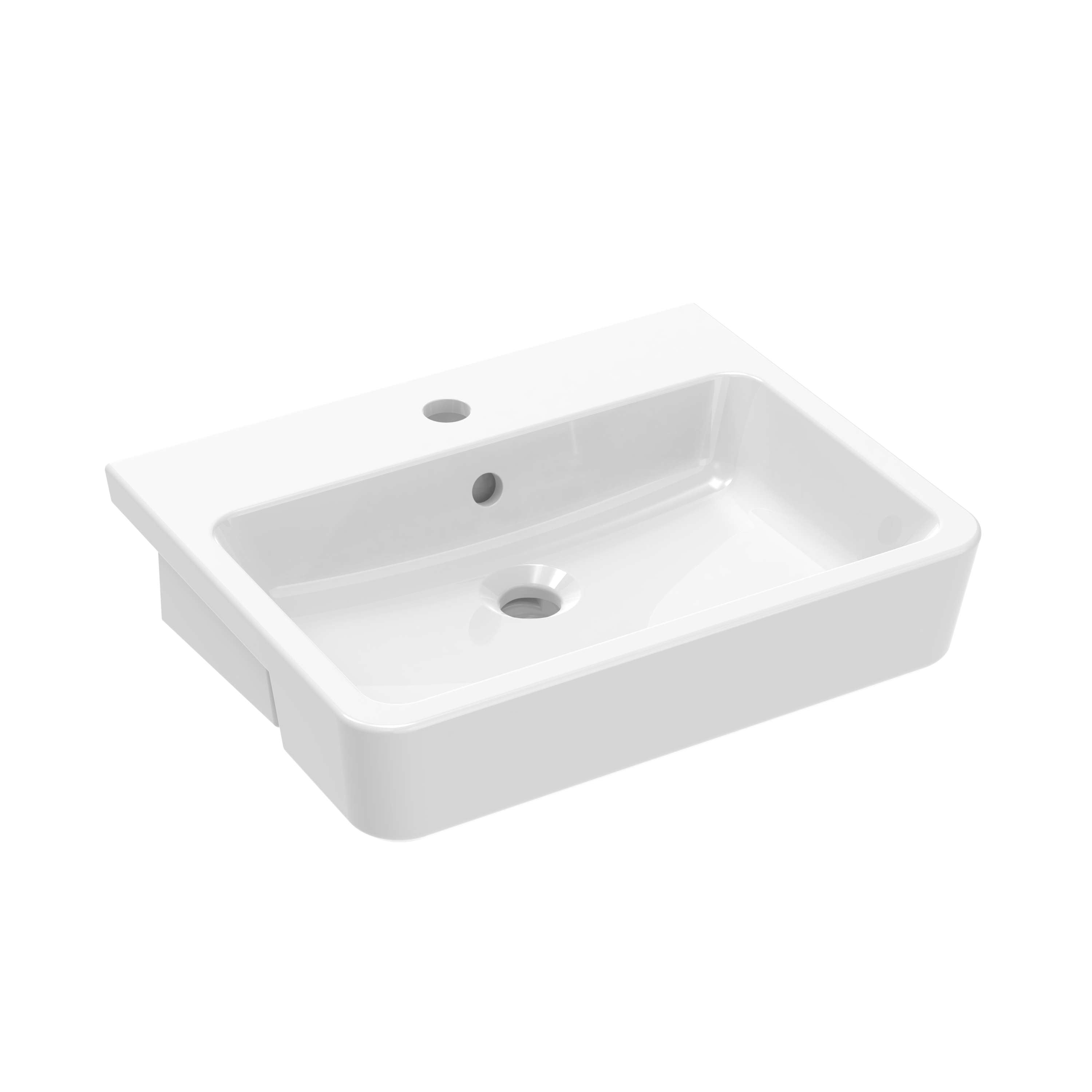 UNI 50x40cm semi-recessed washbasin for modern bathroom renovation, perfect for fixtures in London.