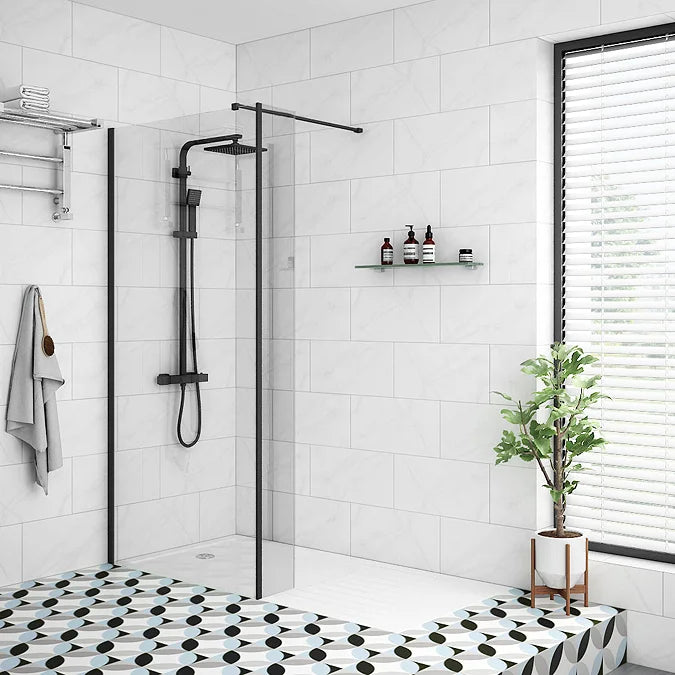 Arezzo 1950mm Matt Black Profile Wetroom Screen