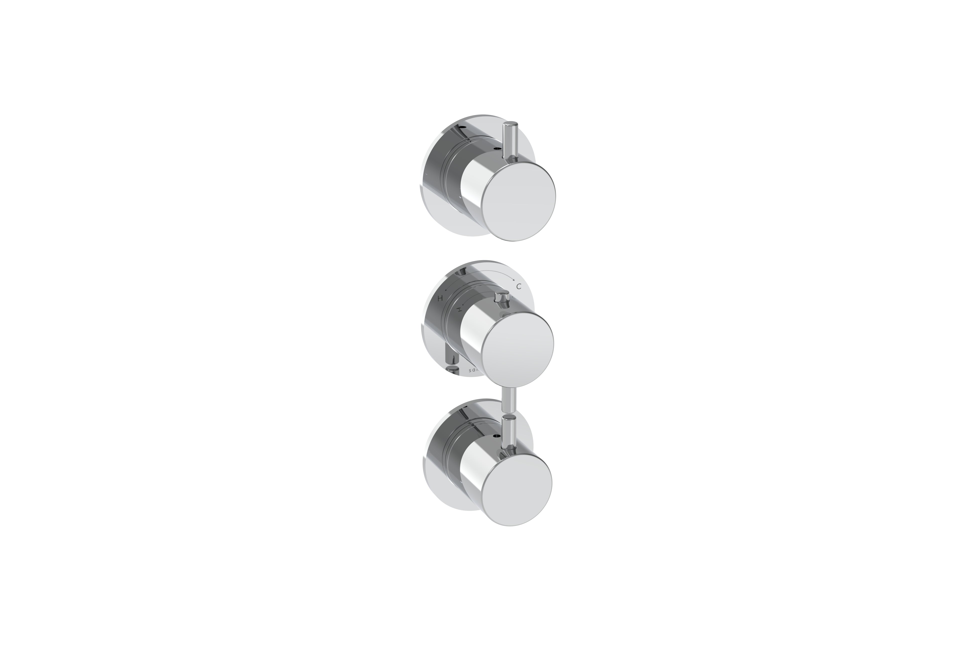COS 3 Way Thermostatic Shower Valve Kit with sleek chrome finish, ideal for luxury bathroom fittings in London.