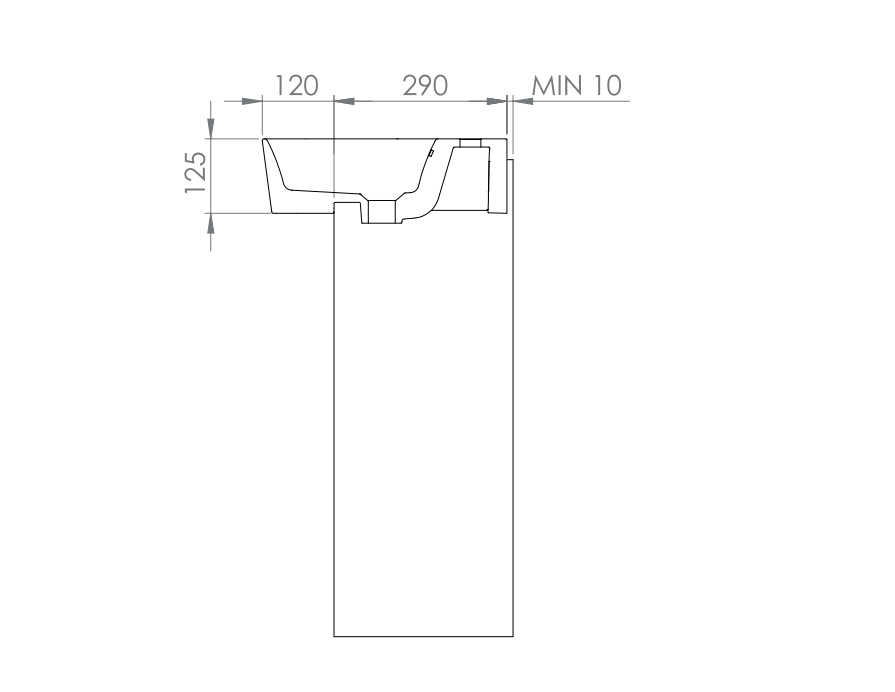 SIENNA square semi-recessed washbasin 56x41cm