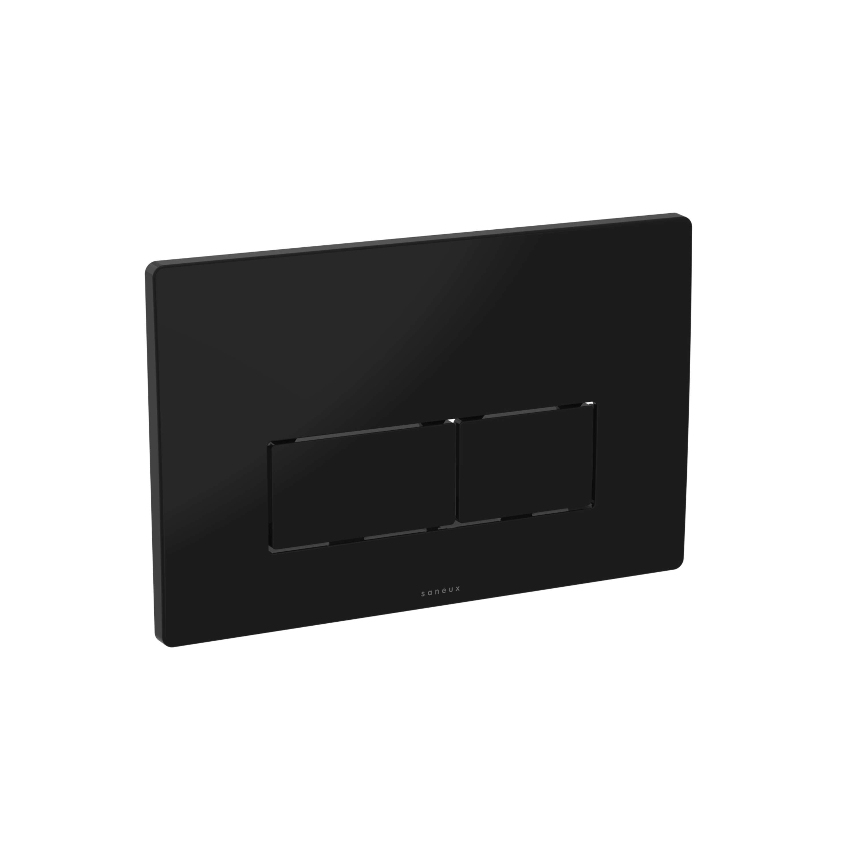 FLUSHE 2.0 black square flush plate kit with two buttons, perfect for bathroom renovation in London.